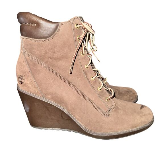 Timberland Earthkeepers Mariden Wedge Boots Women's Size 9.5 Brown Leather - Picture 4 of 9